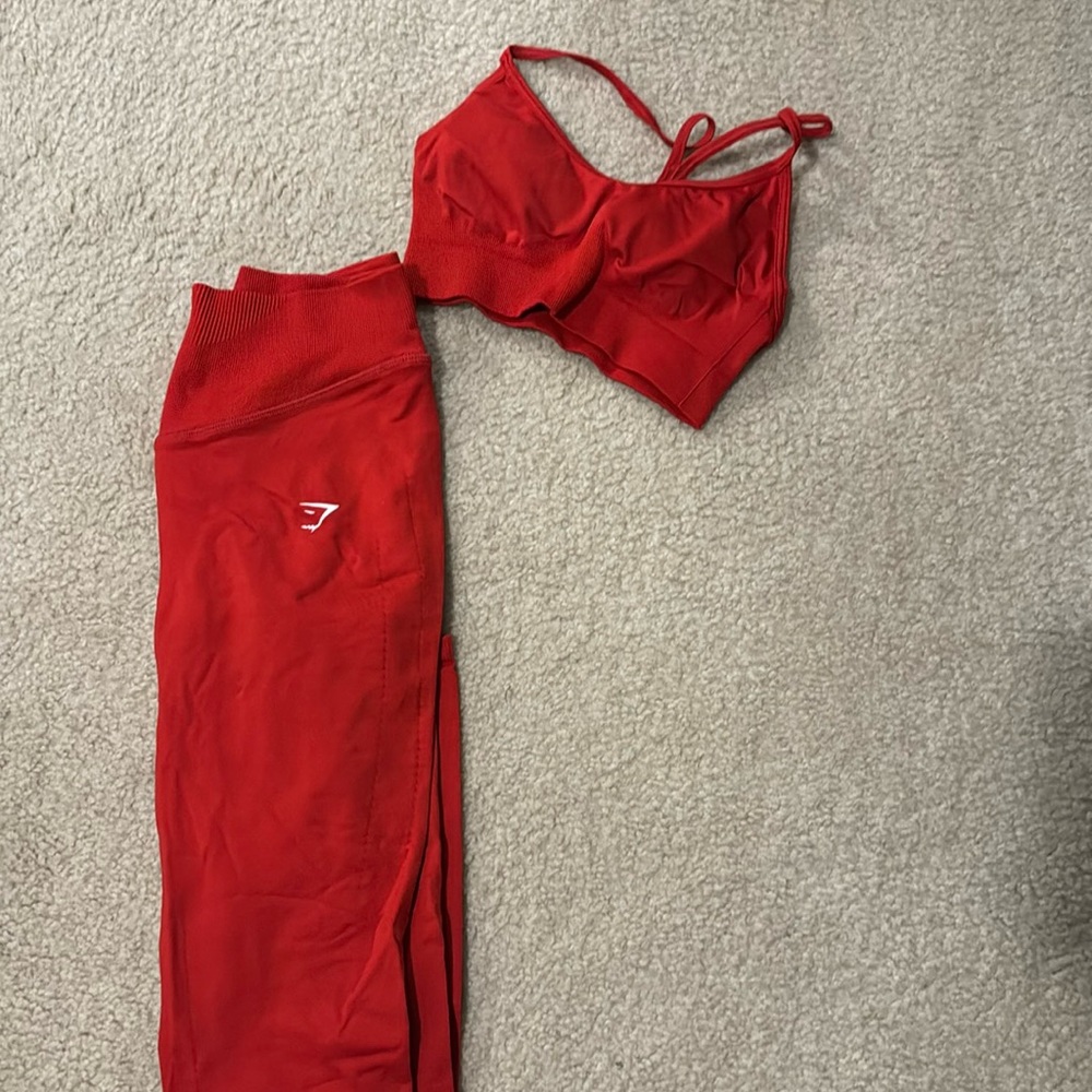 Red gymshark sweat outfit both size small